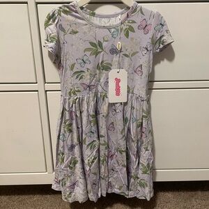 Purple Butterfly 3/4T Bamboo Shortsleeve Twirl Dress